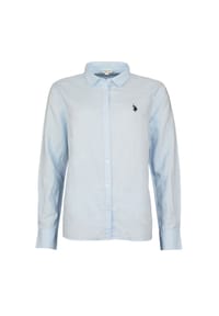 U.S. POLO ASSN. - Bluse Hemd Button-Down Leinen - hellblau
