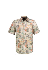 LERROS - Bequemes Kurzarmhemd mit All-over-Print, große Größen - GRAVEL BEIGE