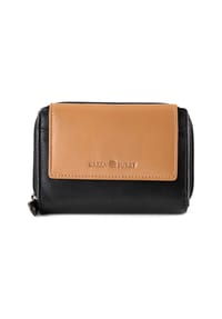 GREEN BURRY Nappa - Nappa Geldbörse RFID Schutz Leder 14 cm - black-tan