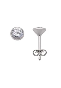 Adelia's - Damen Silber Schmuck 925 Silber Ohrringe  Ohrstecker mit Zirkonia Ø 5,5 mm - silber