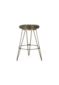 GINER & COLOMER - Metallhocker 45 cm, moderner Industriestil - 76 x 45 x 45 cm - Gold
