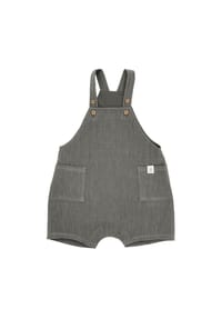 maximo® - GOTS BABY-Latzshorts, Taschen Musselinstoff, Futter, Windelöffnung - altindigo-weiß-streifen