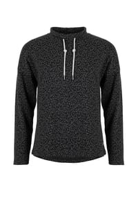 ROADSIGN® australia - Damen Langarmshirt Wild Leo aus Leo Jacquard & Tunnelzug am Kragen - schwarz/grau