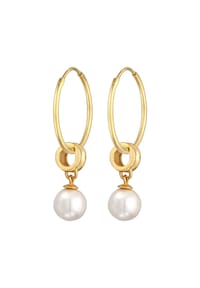 Nenalina - Ohrringe Creolen Rund Synthetische Perle Klassik 925 Silber - Gold