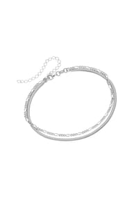 SMART JEWEL® - Fusskette Figarokette, Schlangenkette flach, Silber 925 - Silber