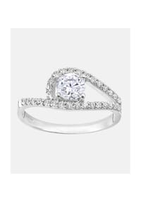 Diamant L'eternel - Crossover Ring, mit Zirkonia, 375 Weißgold - white gold