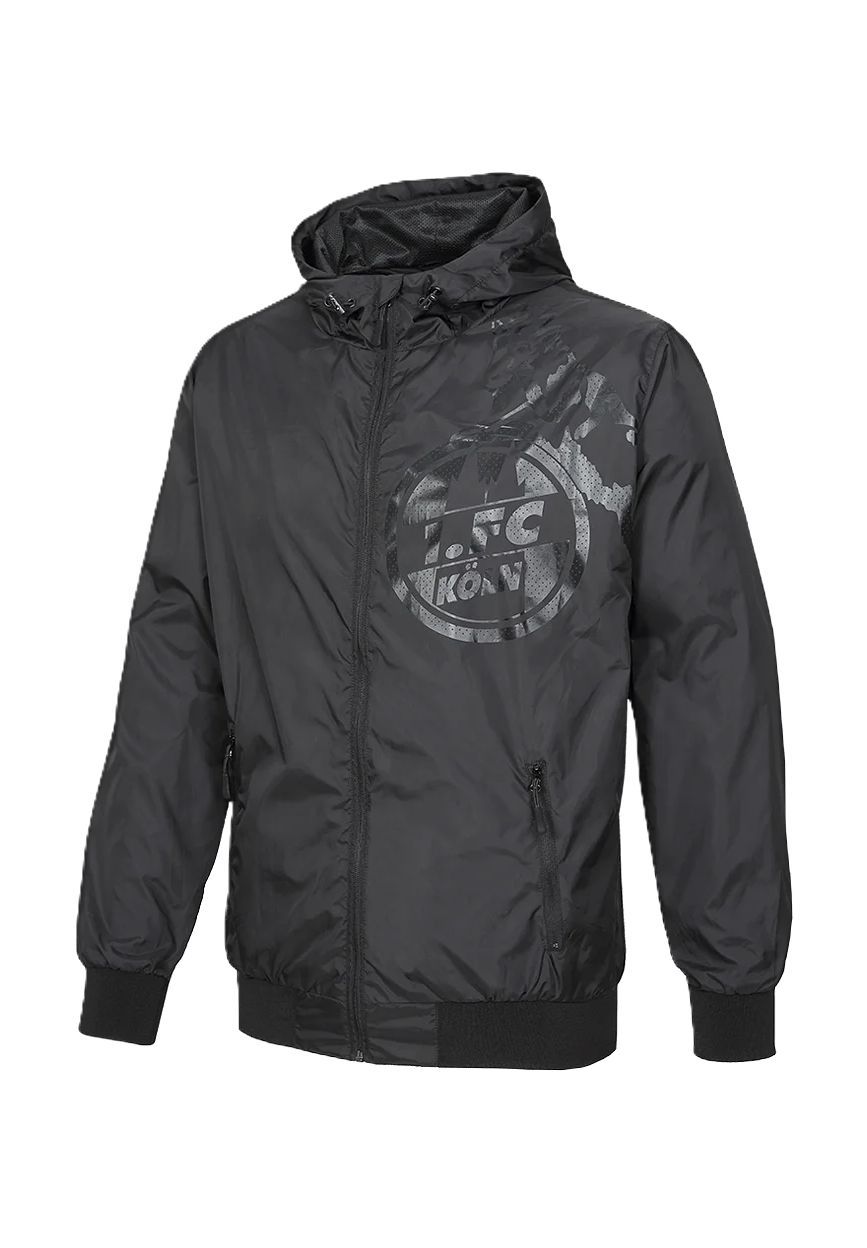 1. FC Köln Windbreaker "Zechenstr.", Kapuze, Stehkragen, für Herren, schwarz, L