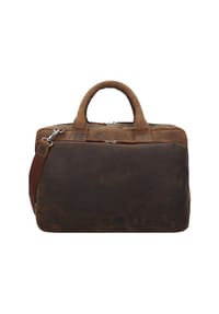 PLEVIER® Retro - Retro Colmar Aktentasche Leder 40 cm Laptopfach - dunkelbraun
