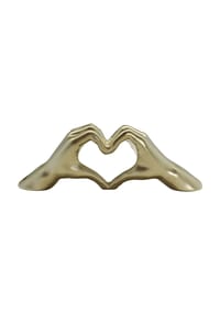 GILDE - Dekoobjekt Hand Heart, Keramik, Champagnerfarben, H 11 cm - braun