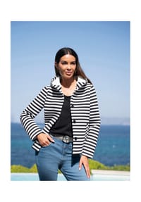 heine - Sweatjacke - schwarz-ecru-geringelt