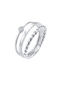 elli. - Ring Ringset Solitär 925 Silber, Mit Kristallen Von Swarovski® - Gold