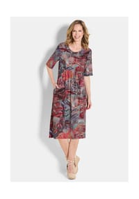 GOLDNER - Florales Druckkleid mit Rundhals - bunt / gemustert