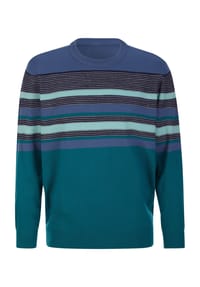 Sieh an! - Rundhals-Pullover - jeansblau-petrol-geringelt