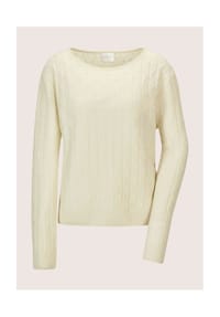 MADELEINE - Eleganter Wollpullover mit Zopfmuster - wollweiß