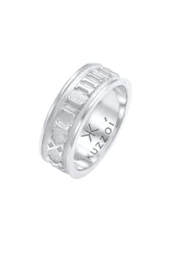 KUZZOÍ - Ring Herren Bandring Römische Zahlen 925 Silber - Gold