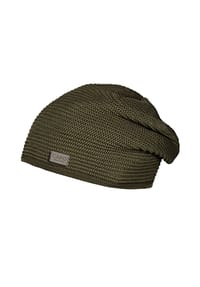CAPO - Woll-Beanie, LL-Struktur Strick, Fleecefutter - olive