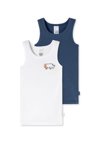 SCHIESSER - Unterhemd, 2er Pack, für Kinder - 912 HELLBLAU/WEISS