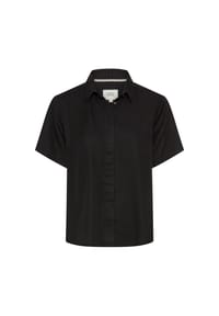 camel active - Kurzarm Bluse mit Kentkragen - Jadeblau