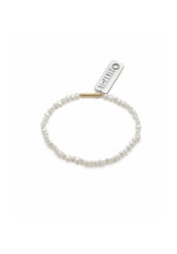 DI PERLE® DI PERLE Schmuckkollektion - Süßwasser Zuchtperlen Armschmuck Armband aus Edelstahl vergoldet, 18,5 cm - weiß
