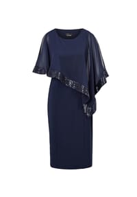 GOLDNER - Kurzgröße:  Kleid mit raffiniertem Chiffonüberwurf - mitternachtsblau