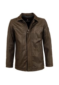 redpoint - Herren Lederjacke Longjacke Ziegenleder dunkelbraun - dunkelbraun