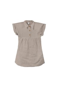 maximo® - GOTS MINI GIRL-Kleid, Kragen Musselinstoff, Knopfleiste - beigemeliert
