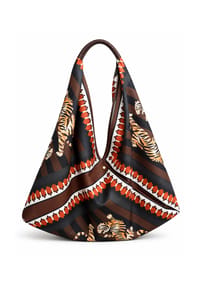 collezione alessandro® - Schultertasche Sacca Tigri aus italienischem Stoff, Made in Italy - schwarz