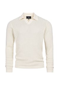 JEFF - Strickpullover JFLane polo knit - Vanilla Ice