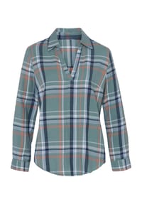 Sieh an! - Flanell-Bluse - jade-dunkelblau-kariert