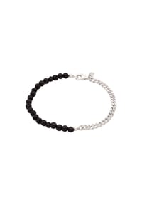 KUZZOÍ - Armband Panzerkette Lava Schwarz 925 Sterling Silver - Silber