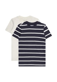 MANGUUN - T-Shirt, 2er-Pack, für Kinder - 2 WHITE STRIPE