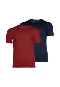 EMPORIO ARMANI - Herren T-Shirt, 2er Pack - ENDURANCE, Rundhals, Stretch Cotton - Blau/Rot