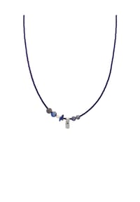 HAZE & GLORY - Halskette Lapis Lazuli Edelstein Perlen 925 Sterling Silber - Dunkelblau