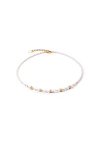 CŒUR DE LION - Halskette Mini Cubes - Weiß-Gold