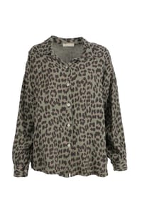 Seasons of April - Bluse LEO QUEEN MUSSELIN OVERSIZED Damen Musselinbluse aus 100% Baumwolle, Leoparden Muster - Beige