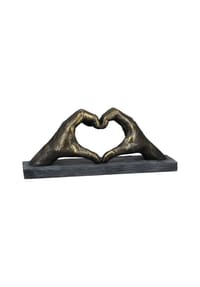 GILDE - Skulptur "Herz aus Händen" - braun