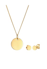 elli. PREMIUM - Schmuckset Kreis Geo Halskette Ohrstecker Basic 585 Gelbgold - Gold