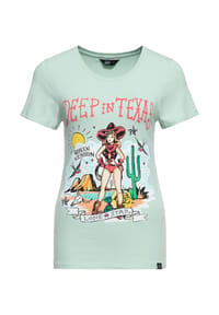 QUEEN KEROSIN - T-Shirt mit Retro Front Print Deep In Texas - mint
