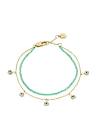 FOSSIL - SUTTON EVIL EYE Damen Armband "JA7284710" - GELBGOLD/GRÜN
