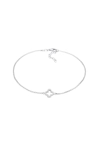 elli. - Fußschmuck Kleeblatt Zirkonia Glücksymbol Talisman 925 Silber - Silber