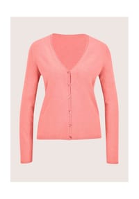 MADELEINE - Langarm Jacke im Feinstrick mit V-Ausschnitt - apricot / melange