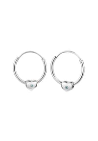 zeeme KIDS - Creolen 925/- Sterling Silber 2 Zirkonia - weiß