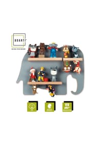 VCM. - My Home - Kinderregal Tier Elefant | hängend für Tonie Figuren | platzsparendes Regal | Maße: H. 24 x B. 33 x T. 5 cm | Wandregal für Figuren Aufbewahrung mit Magneteinsätzen | Aufbewahrungsregal Holz - Grau