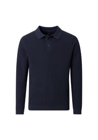 VENTI - Herren Polo-Shirt langarm gemustert - Beige