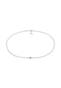 elli. - Halskette Choker Yin Yang Glasperlen 925 Sterling Silber - Weiß