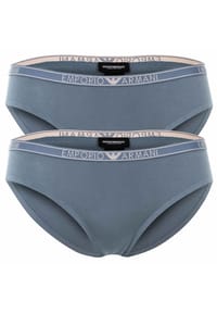 EMPORIO ARMANI - Damen Slip, 2er Pack - ESSENTIAL STUDS LOGO, Briefs, Cotton Stretch - Blau