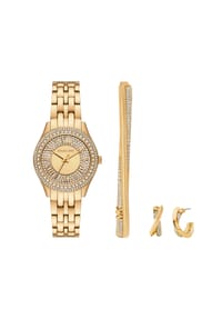 MICHAEL KORS HARLOWE - Michael Kors Damenset Uhr Harlowe 3-Zeiger-Werk Edelstahl goldfarben, MK4974SET - Gold