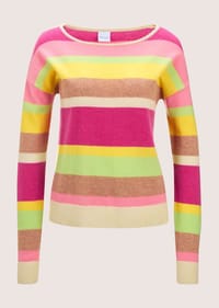 MADELEINE - Kaschmir-Pullover mit Streifen - apricot / perlweiß / multicolor