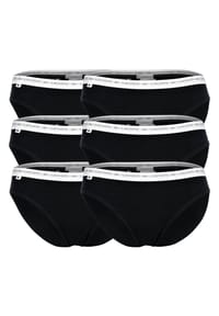 LACOSTE - Damen Slips, 6er Pack - Brief, Unterwäsche, Cotton Stretch, Logobund, einfarbig - Schwarz