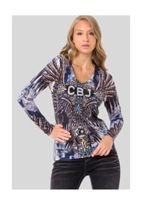 CIPO & BAXX® - Sweatshirts LONG SLEEVE T-SHIRT coolen Allover-Print - NAVYBLUE